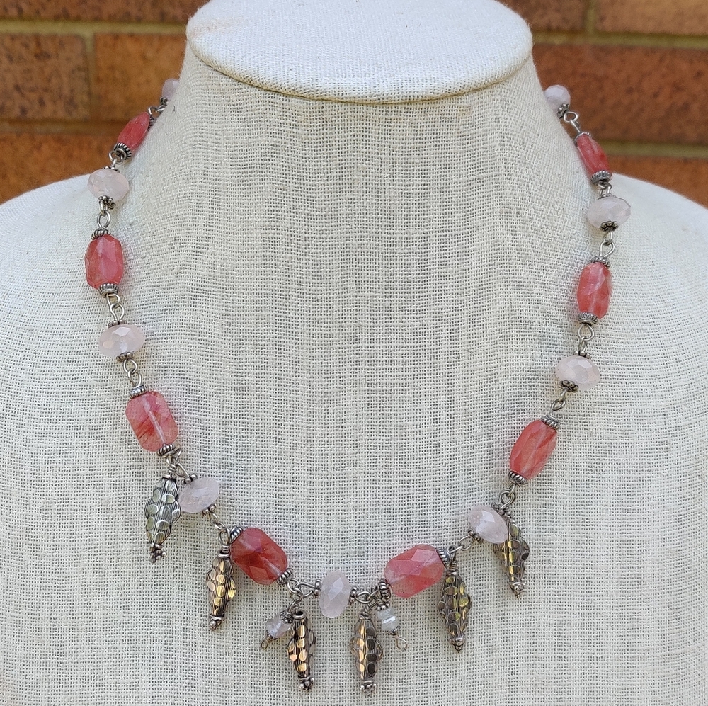 Cherry/rose quartz healing necklace